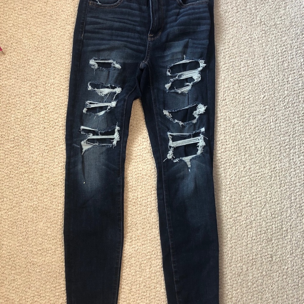 Dark wash ripped jeans